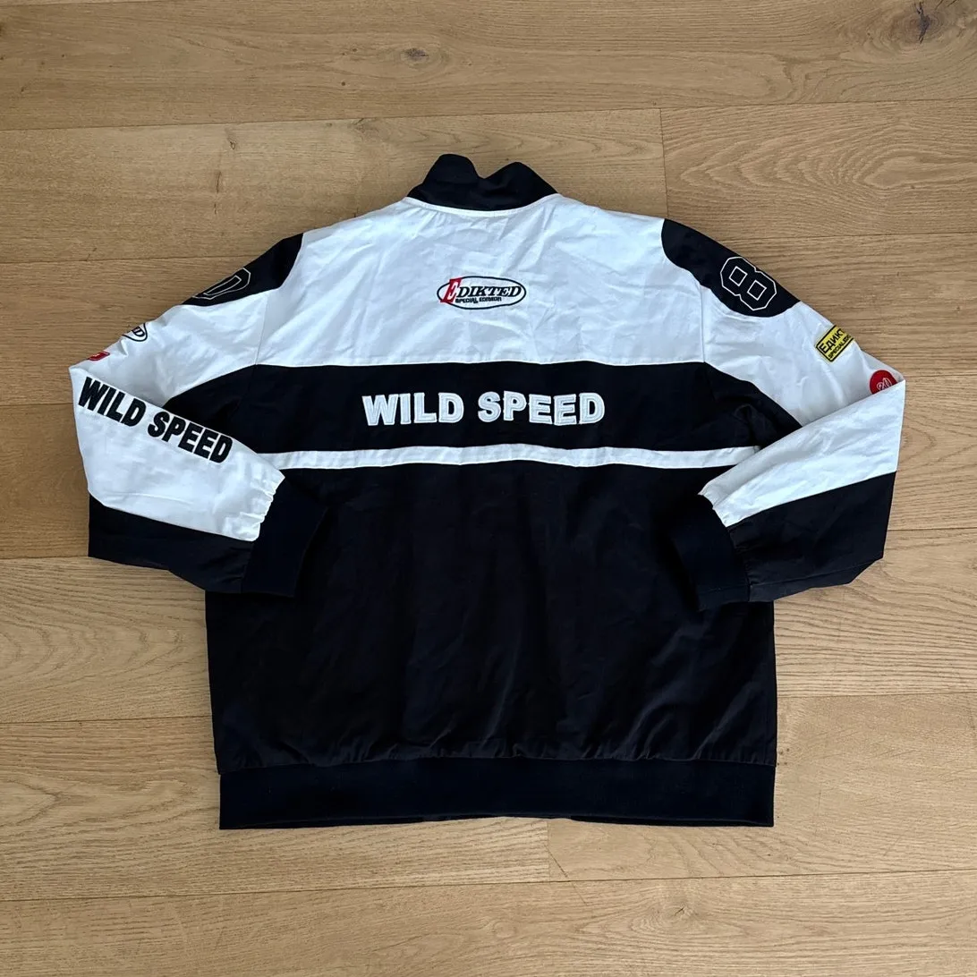 Edikted Jacket Moto Wild Speed Patch Size L Black White - Image 3