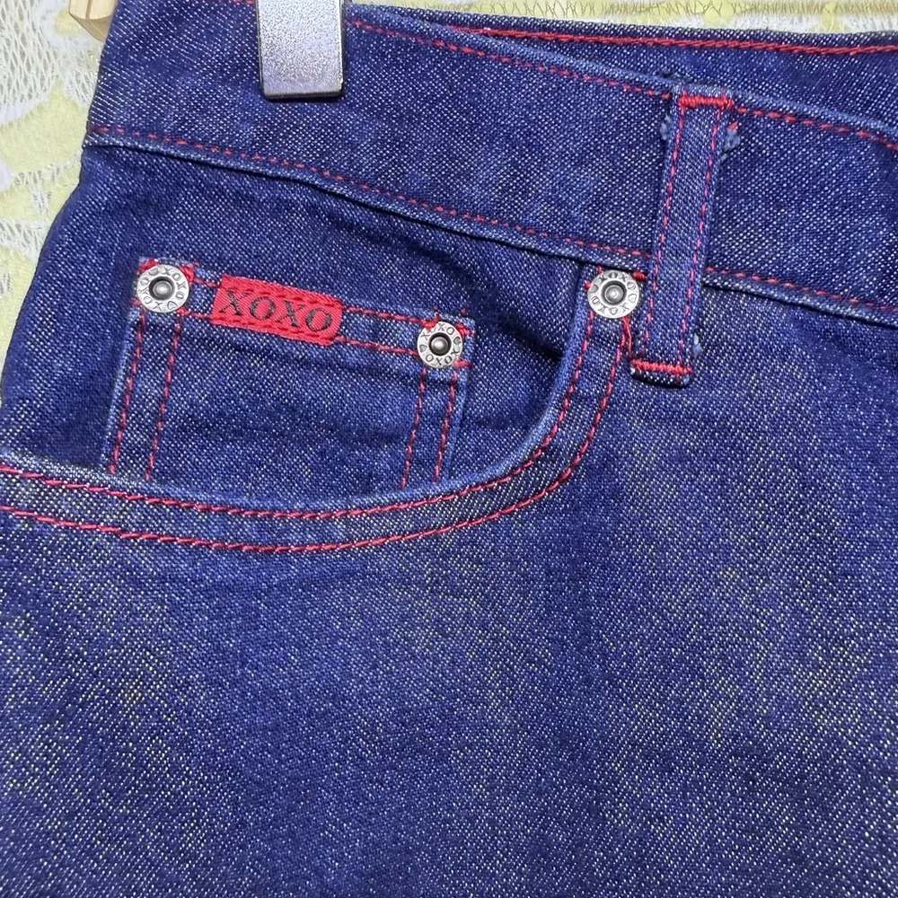 XOXO Navy Denim Skirt with Red Accents 5/6 small like new - Image 3