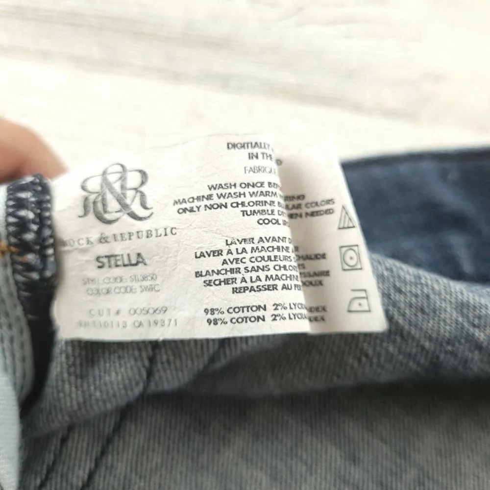 Rock Republic Stella Jeans Womens Dark Wash Low Rise Slim Straight Size 31 EUC - Image 7