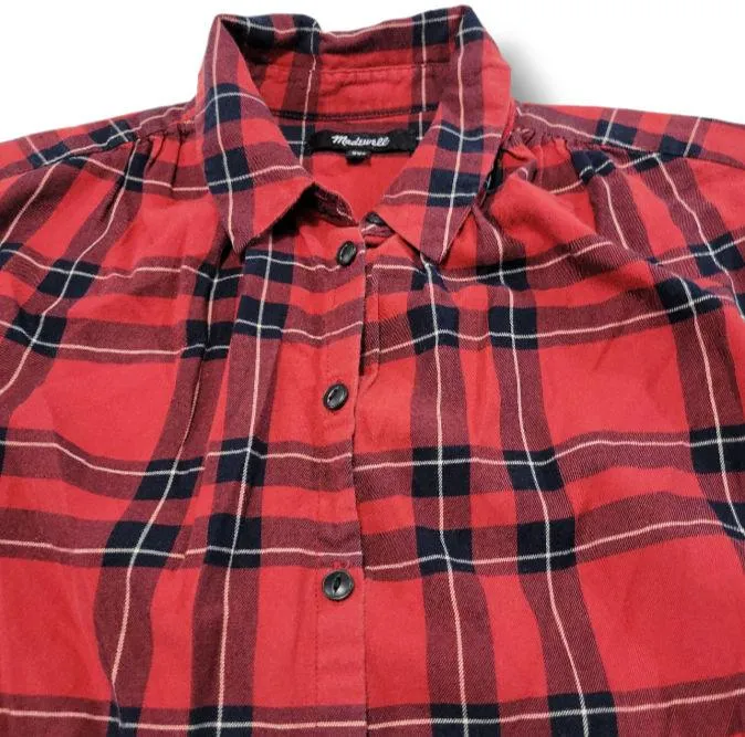 Top Size XXS Women's Button Down Shirt Short Sleeve Casual Plaid Shirt - Image 3