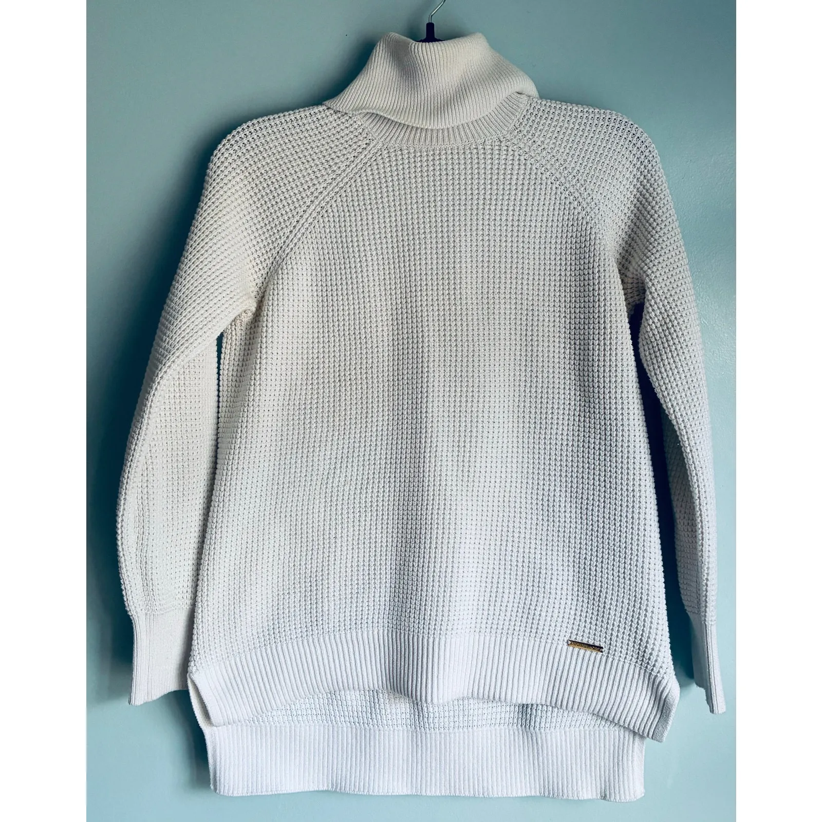 MICHAEL Michael Kors Sweater Waffle Knit Turtle Neck White Women's Small - Image 7