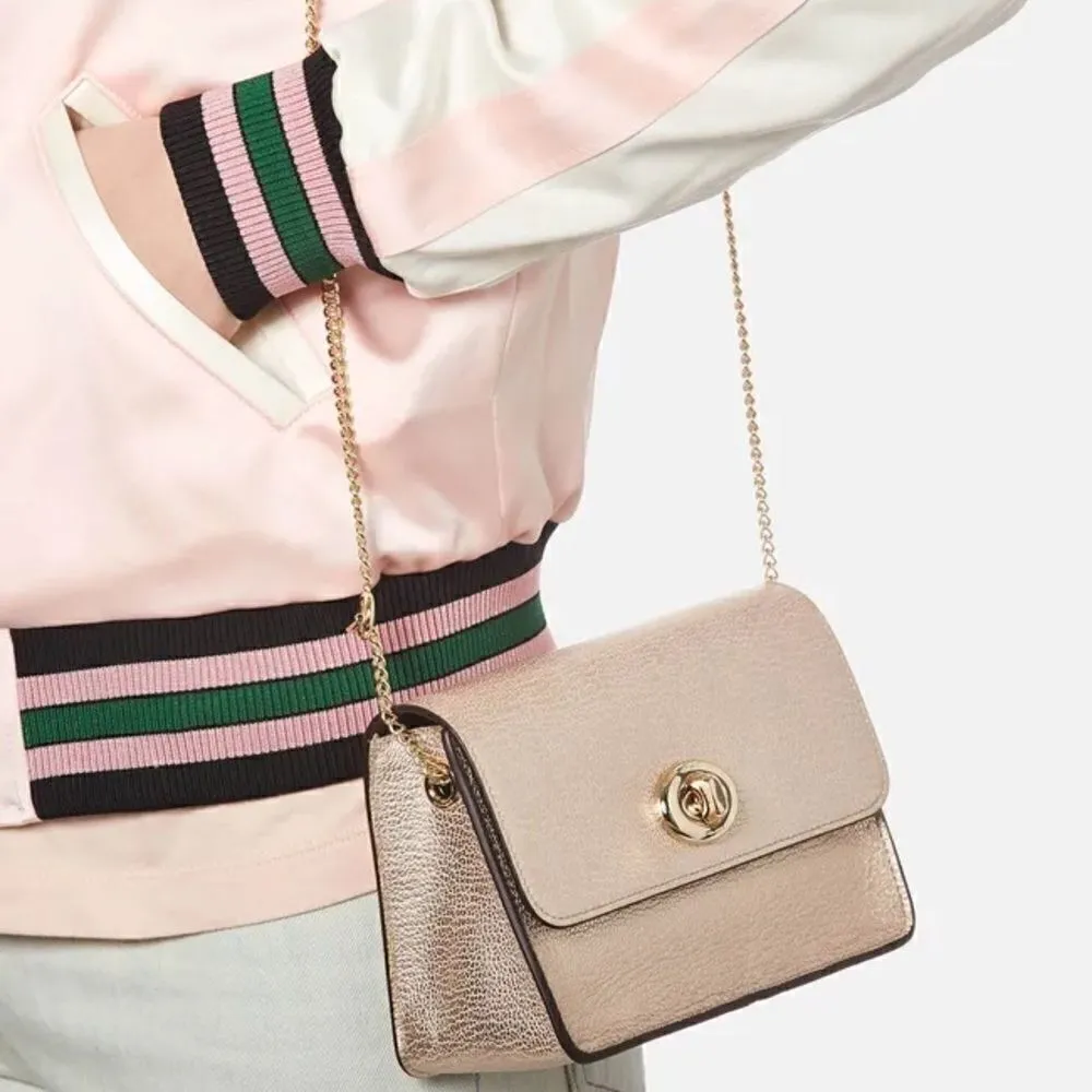 Coach‎ Women's Turnlock Chain Crossbody Leather Bag, Platinum/Gold, NWOT - Image 16