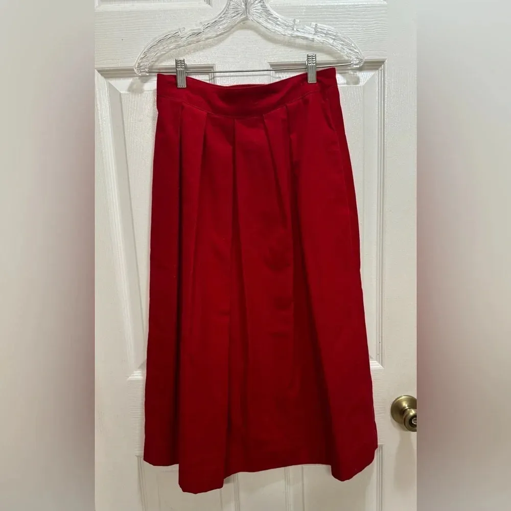 Vintage Lang Made in USA Red Corduroy Skirt Set Size 10 Cotton Poly - Image 4