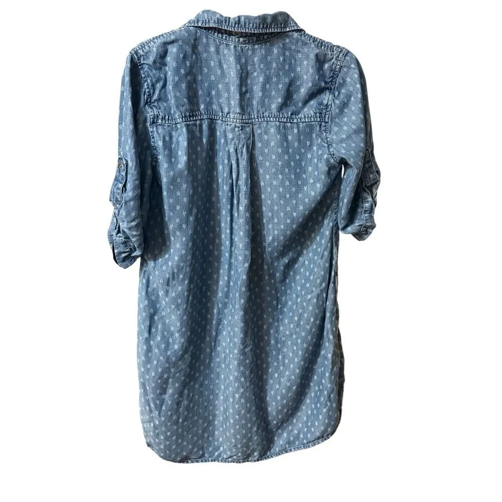 Cloth & Stone Blue Denim Chambray Printed Acata Shirt Dress Anthropologie Sz S - Image 2
