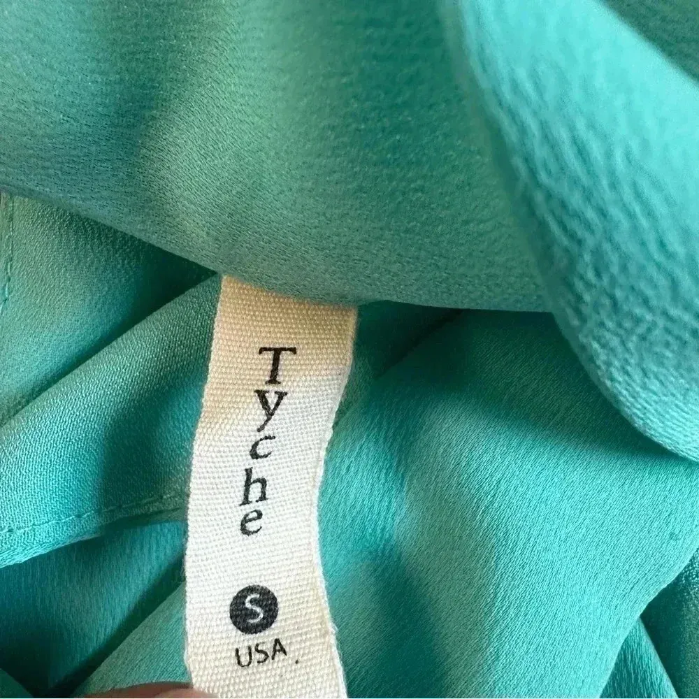 Tyche Teal Mock VNeck Sleeveless Mini Dress Size Small - Image 10