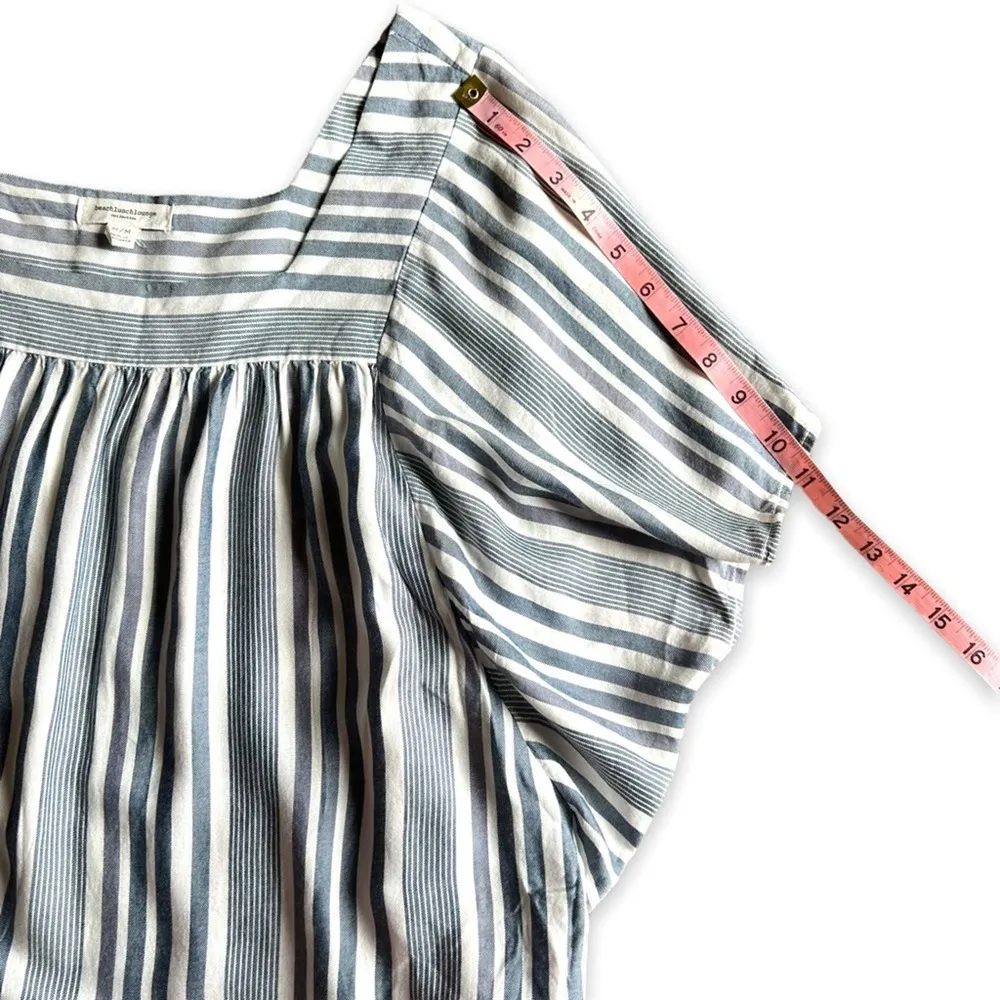 Beach Lunch Lounge Striped Flutter Sleeve Top- Size Medium - Image 8
