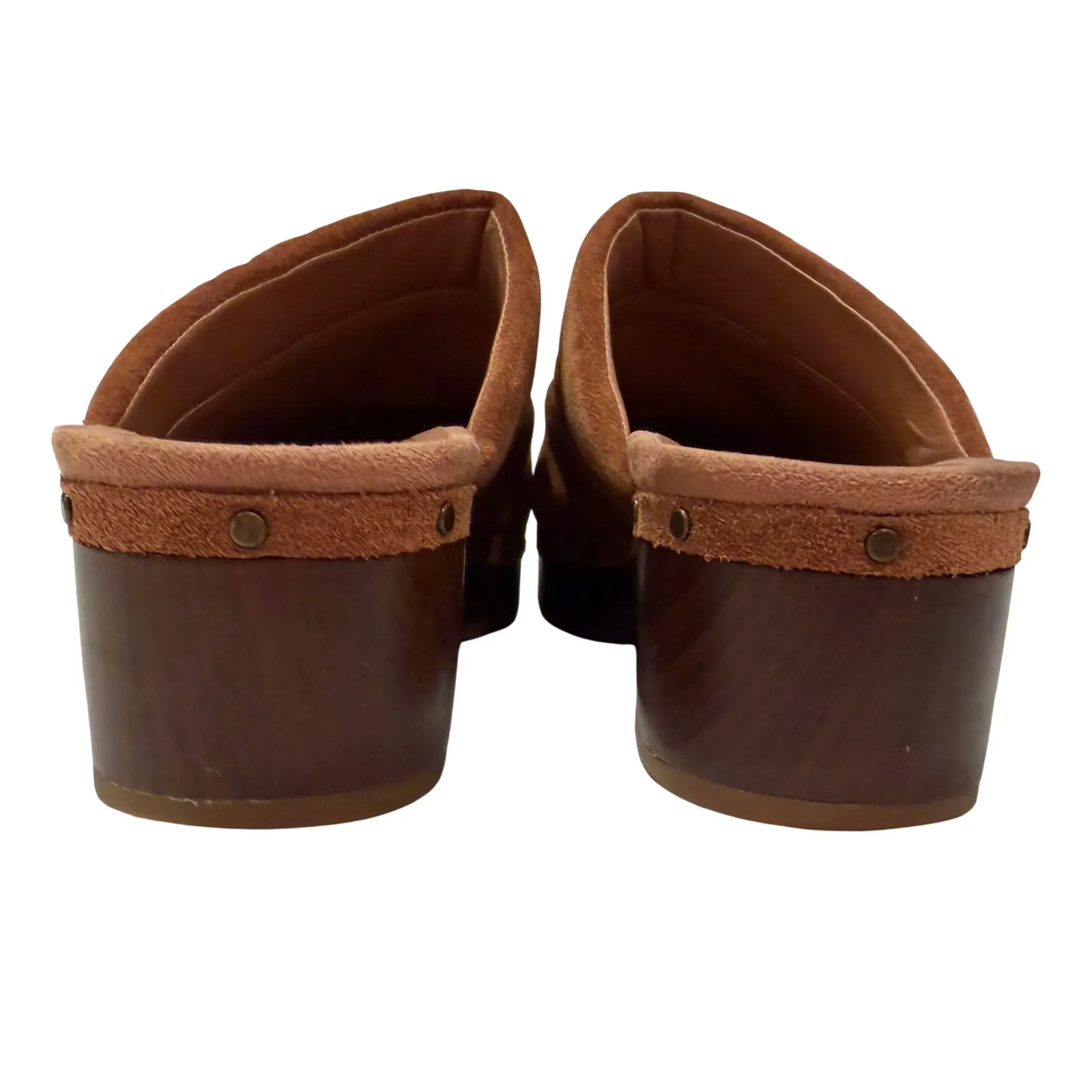 Vionic Kacie Orthotic Support Clogs Women's 8 Brown Suede Wedge Boho 70s Retro - Image 5