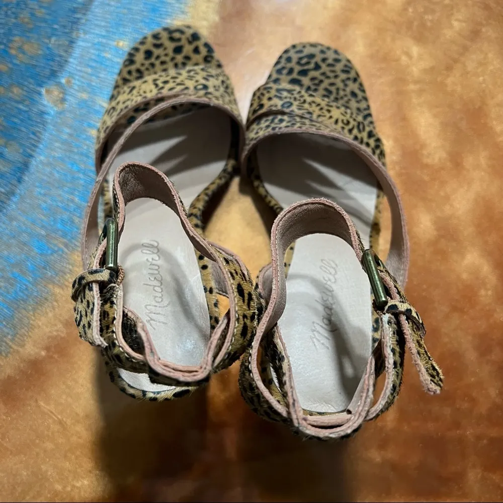 New Madewell Tonia Calf Hair Leather Heel sandals size 6 animal print 90s - Image 6