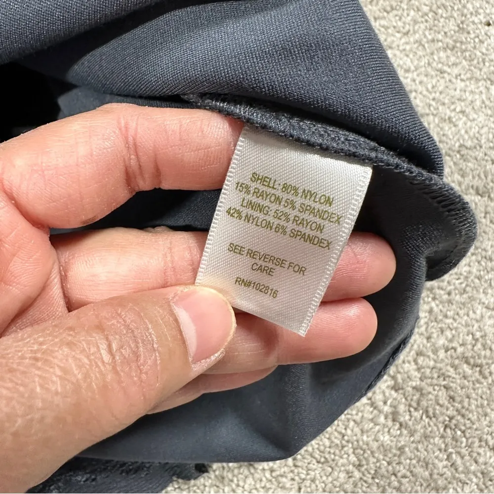 Garnet Hill Three-Quarter-Sleeve Lace Shift Dress Scoop Neck in Slate Blue 18 - Image 11