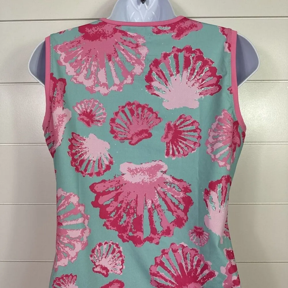AnaClare Active Seashell Print Sleeveless Kaylie Shirt Pink Blue sz S - Image 5