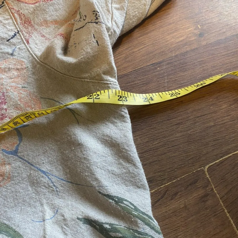 Koret Jacket Women's L Green Floral Linen Long Sleeve Collared Button Front Size L - Image 4