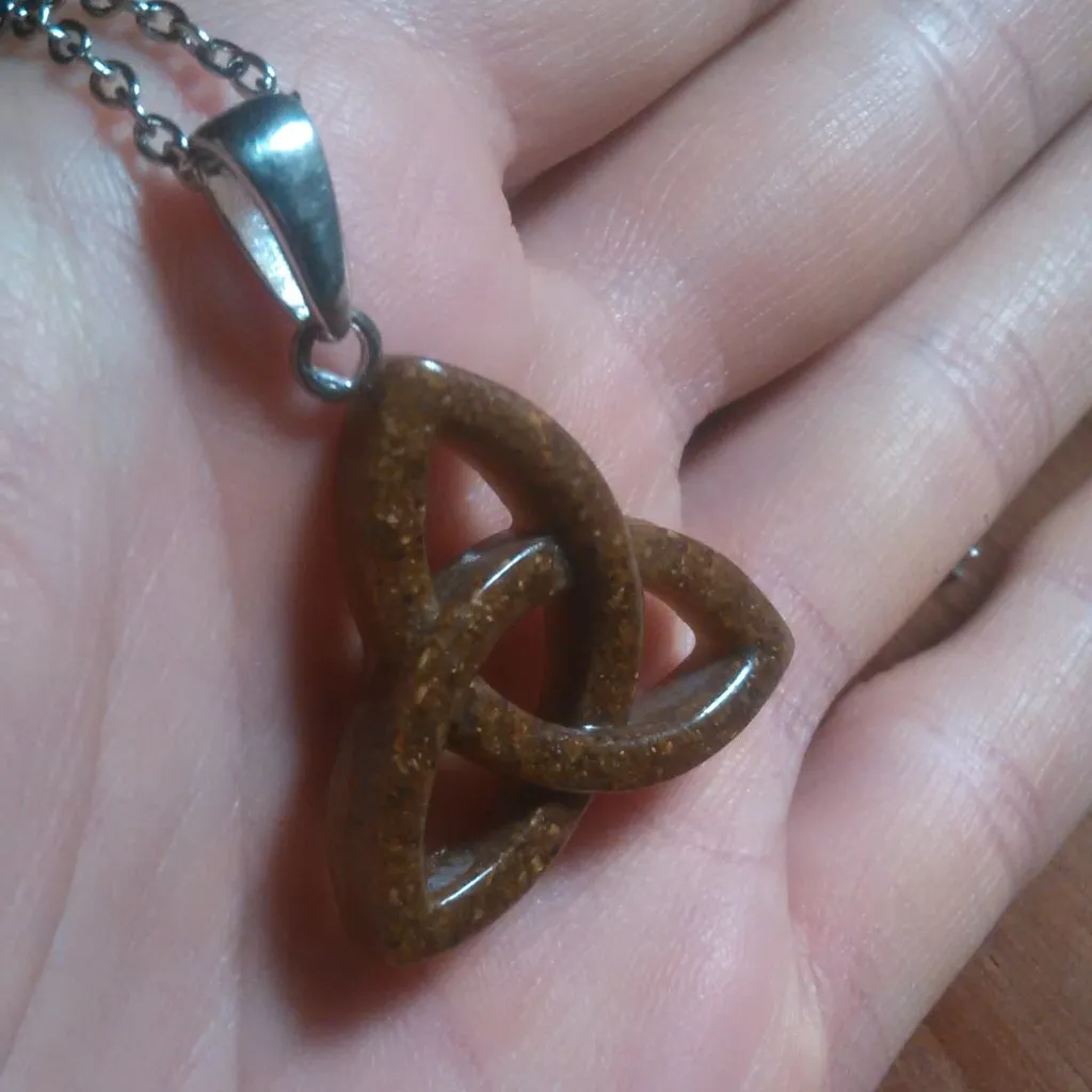 Trinity Knot Tiger's Eye Sterling Silver Pendant Stainless Steel Necklace - Image 12