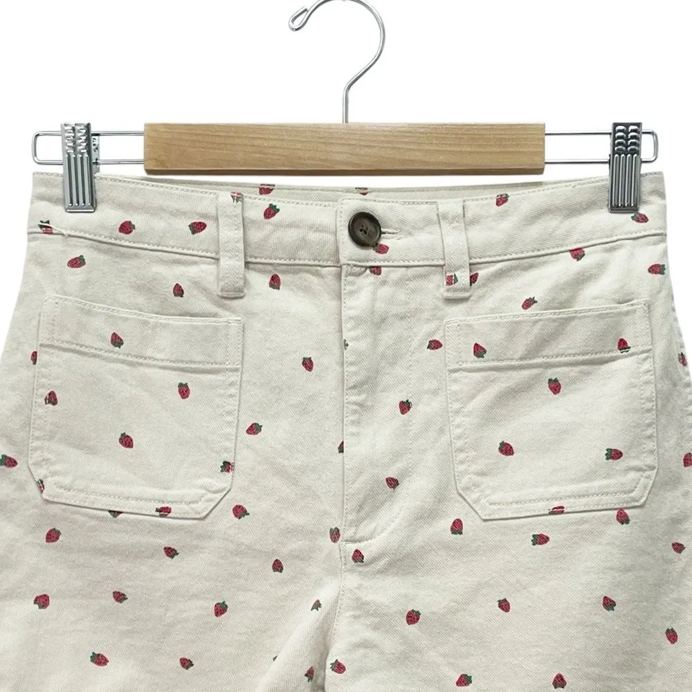 Madewell Emmett Shorts Size 26 Strawberry Print High Rise Twill Cotton Retro - Image 8