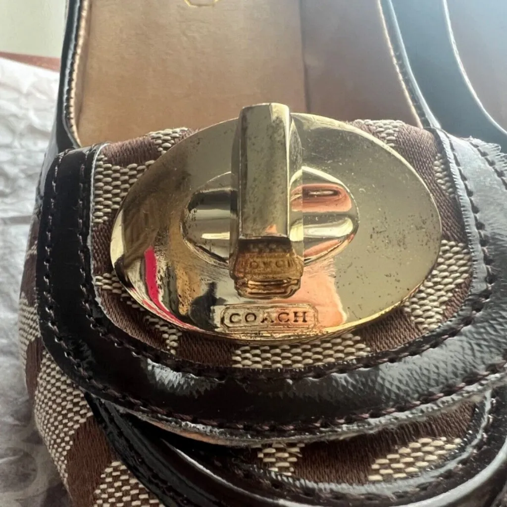 VINTAGE Coach CYBEL Canvas with Trim Signature High Heel Shoes 7 #TH09045-Y1 NEW - Image 8