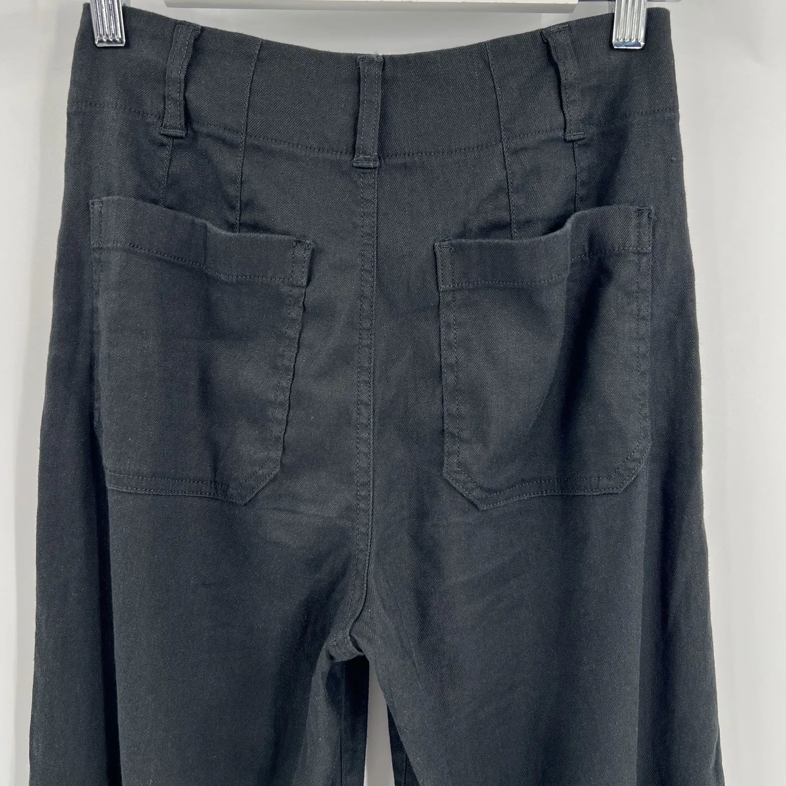 Anthropologie Maeve Colette Cropped Wide Leg Pants Linen Blend Black Size 25 - Image 7
