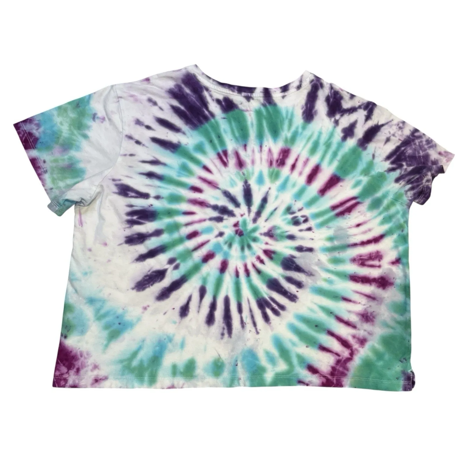 Free Assembly Custom Tie Dye Cropped Purple Blue TShirt Size XL Hippie Retro 60s Red - Image 2