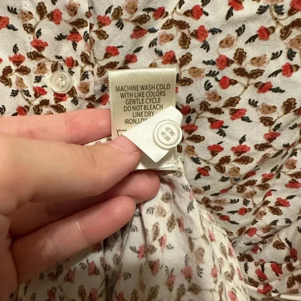 Max Studio  Fall Floral Ruffle Sleeve Button Blouse // Size Large - Image 7