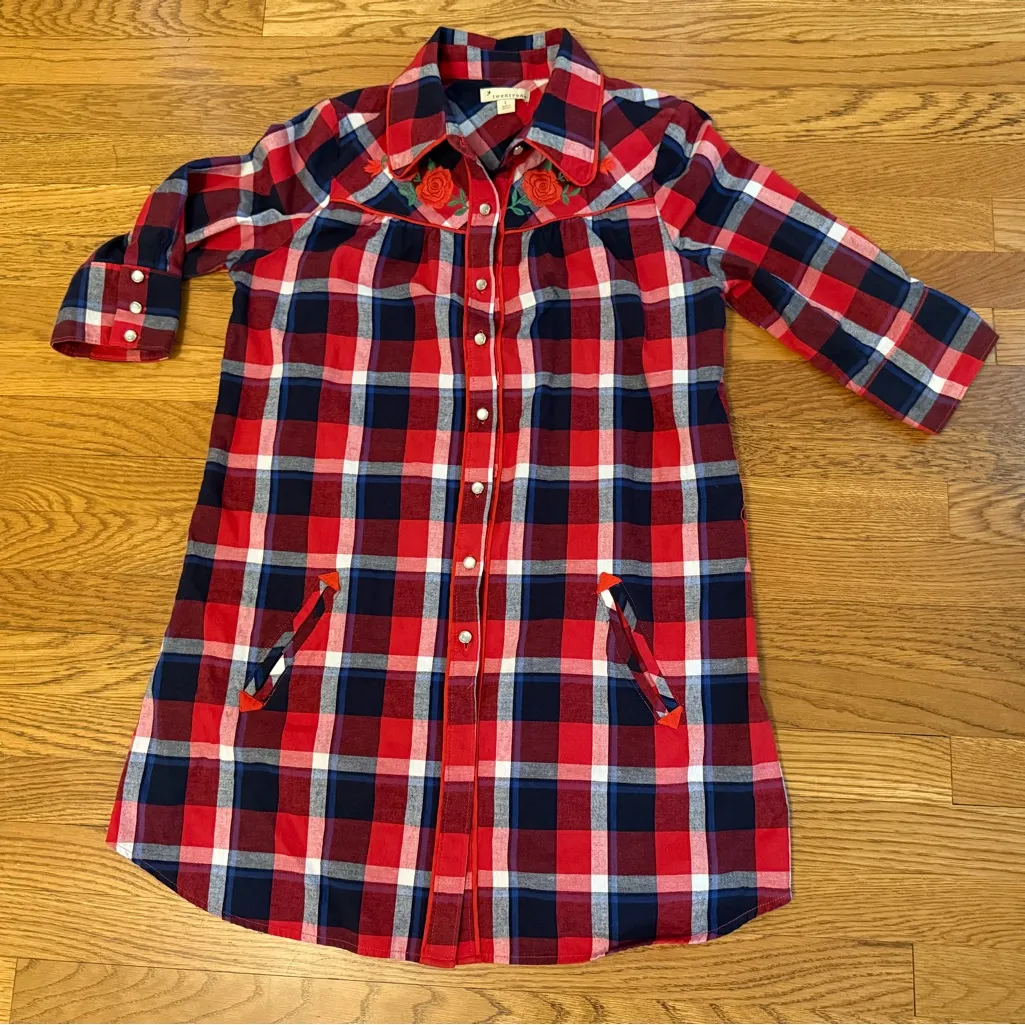 Plaid button up shirt size M Red Size L - Image 6