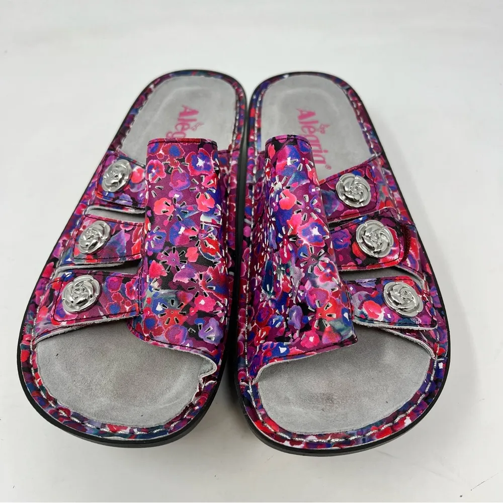 Alegria Leather Julee Adjustable Slide Sandals in poppy pop size 36 US 6-6.5 - Image 2