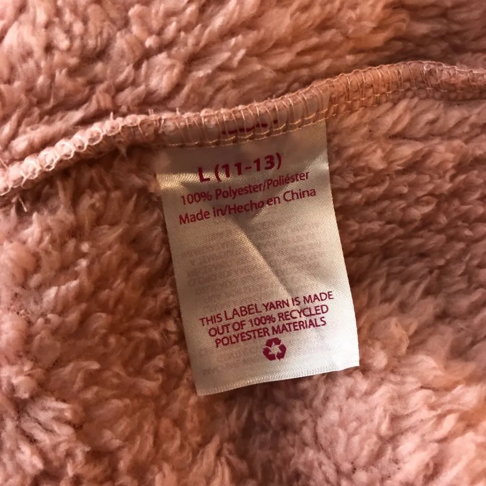 No Boundaries Sherpa Faux Fur Pullover Chinch Waist 1/2 Zip Pockets Pink L - Image 5