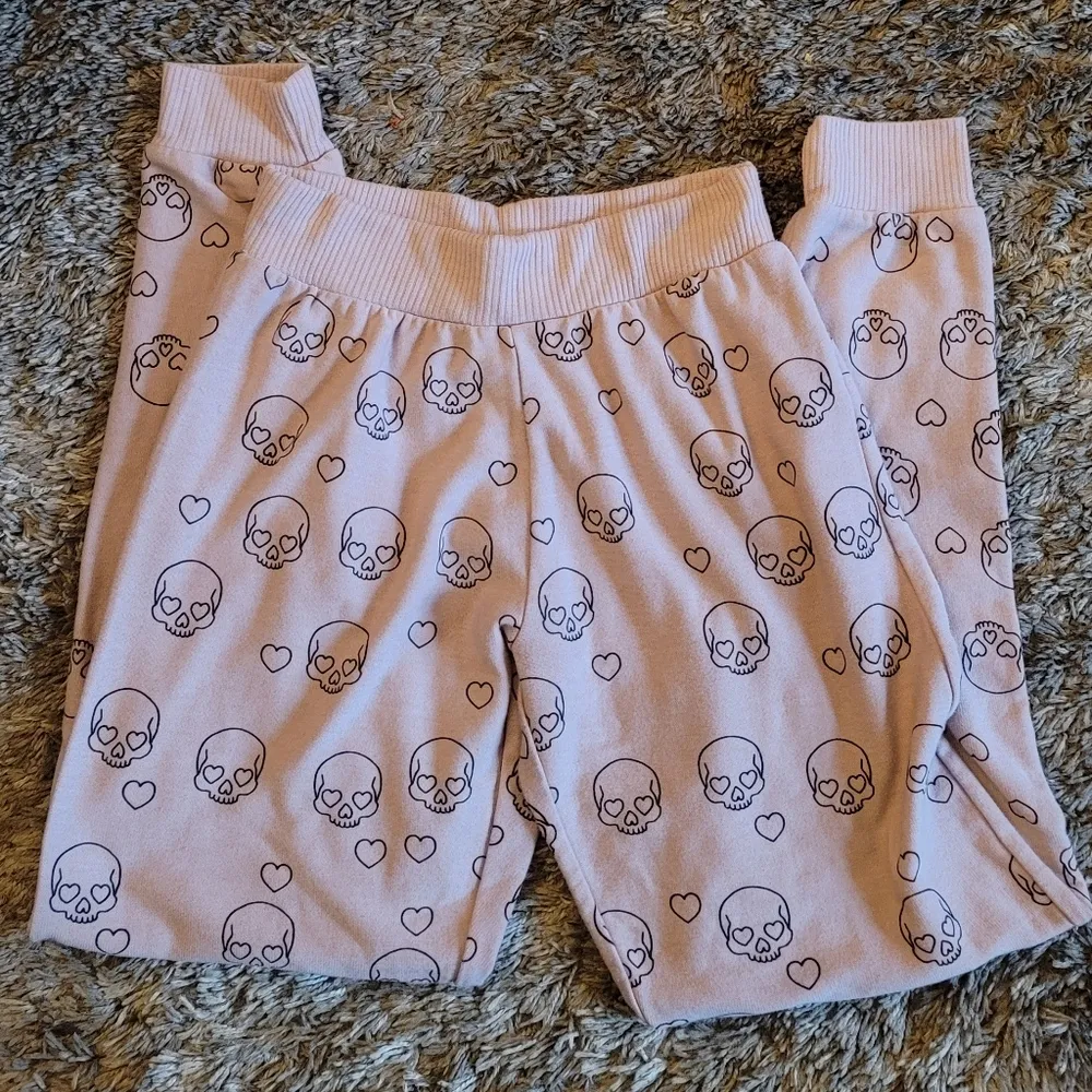 Chaser Pink Little Skulls Cozy Knit Joggers XS - Image 3