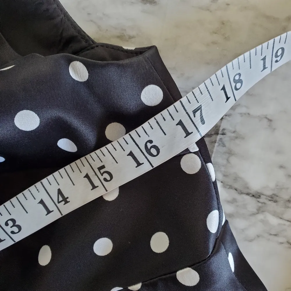 Whbm black polka dot satin sheath dress size 6 - Image 4
