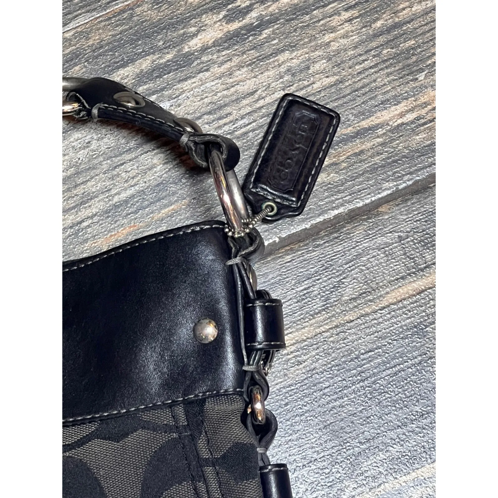 Coach Y2K Zoe 12674 Monogram Signature Hobo Shoulder Bag Purse Black Canvas - Image 4