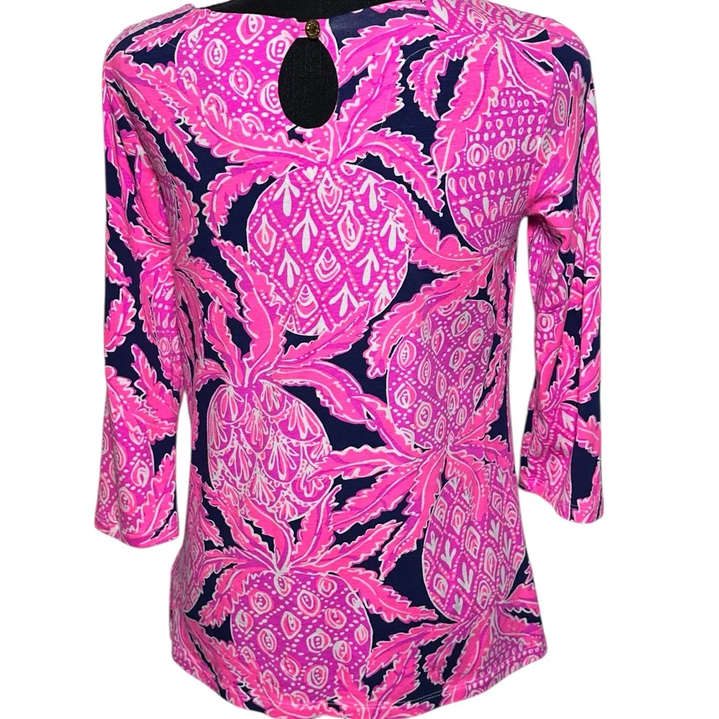Lilly Pulitzer‎ Waverly Top Bright Navy Coco Safari Print Size XS Resort Preppy - Image 2