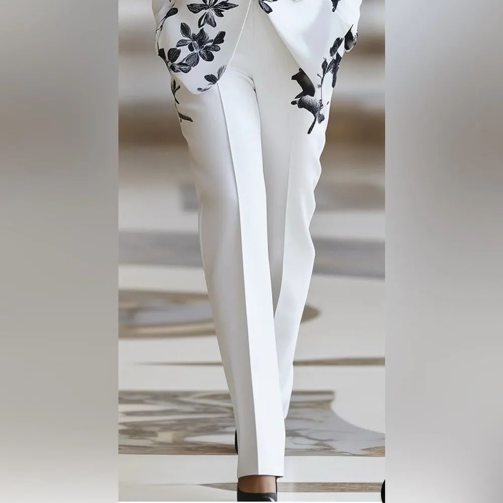 Mooyius Floral Printed Pantsuit Set White Large NWT - Image 4