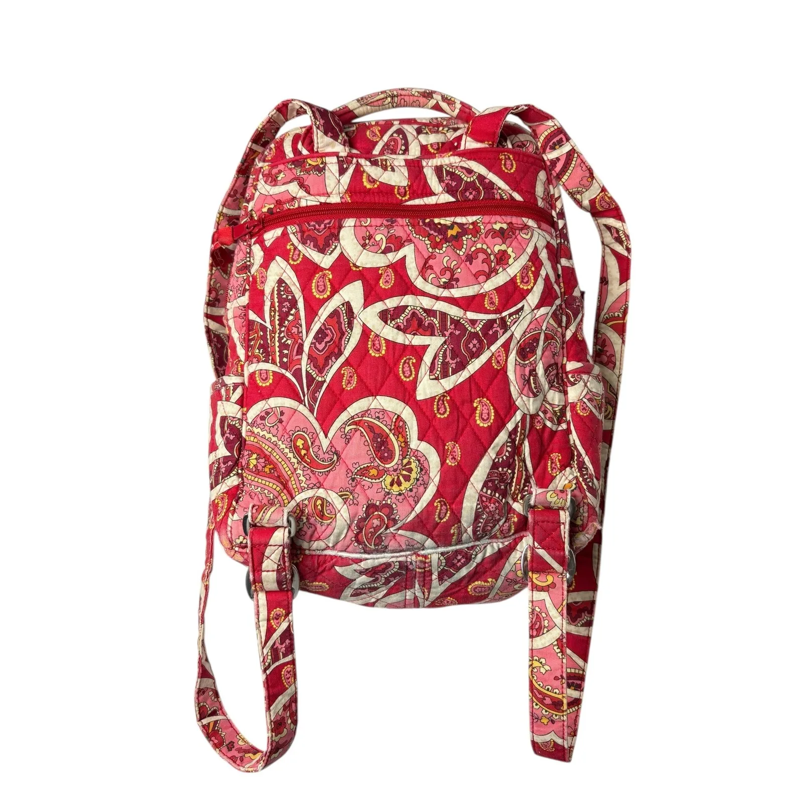 Vera Bradley Quilted "Rosey Posies" Red Backpack Handbag Bohemian Floral - Image 2
