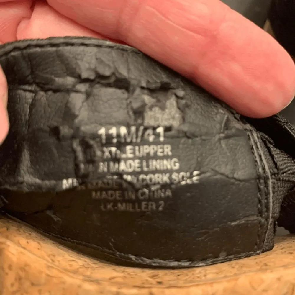 Lucky Brand Women's Woven Crossover Strap Cork Wedge Sandals Black Size 11M - Image 4