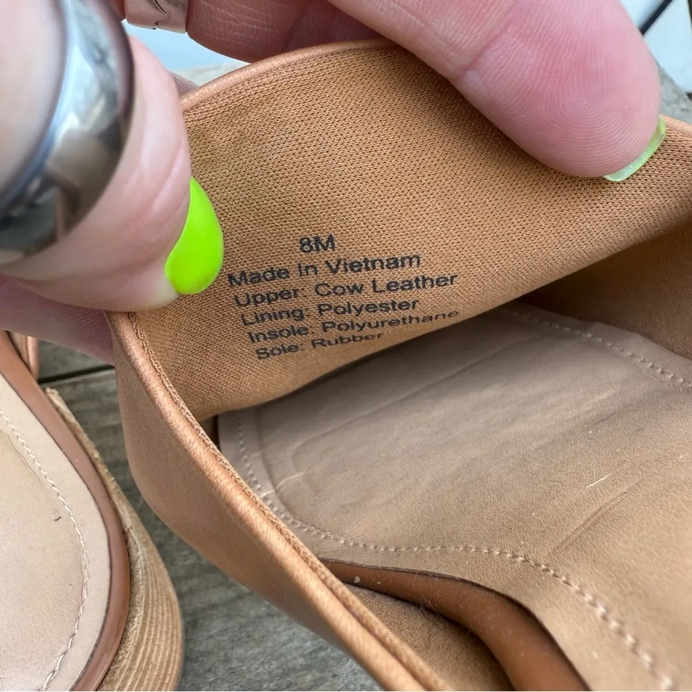 Gibson Latimer Joury Brown Tan Soft Cow Leather Mules Stack Block Heels 8M - Image 7