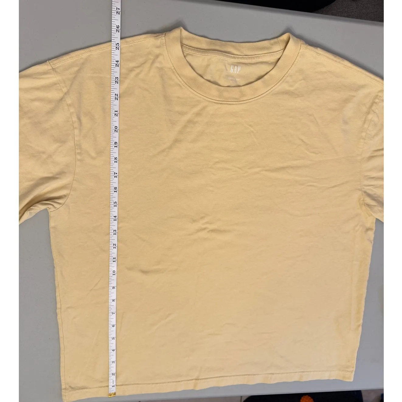 GAP Womens Boxy Fit T-Shirt L Yellow Vintage Soft 100% Cotton Short Sleeve Tee - Image 4