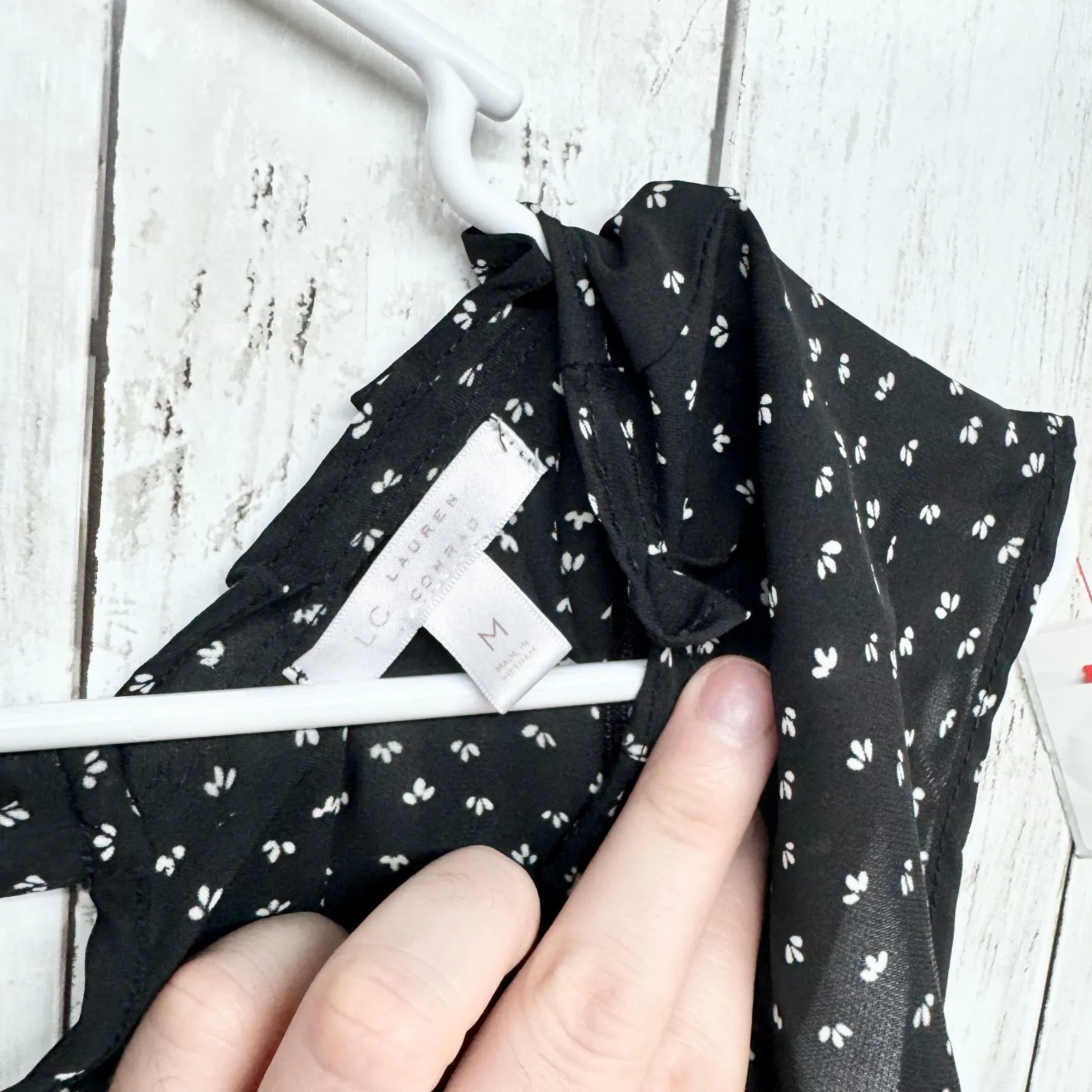 Lauren Conrad Top Women Size Medium Black White Boat Neck Short Sleeve Blouse - Image 2