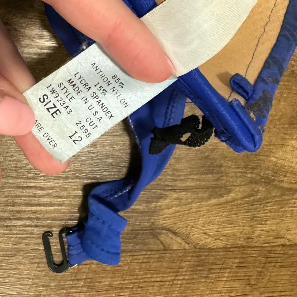 Vtg Catalina Bikini Top Sz 12 Aztec Egyptian Print Blue Gold Underwire - Image 13