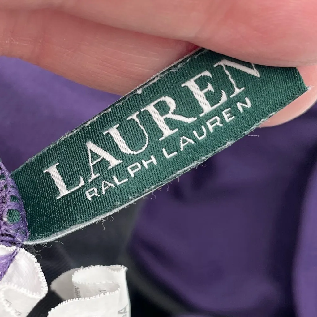 Lauren Ralph Lauren Ruffle Surplice One Piece Swimsuit Eggplant Purple Size 12 - Image 13