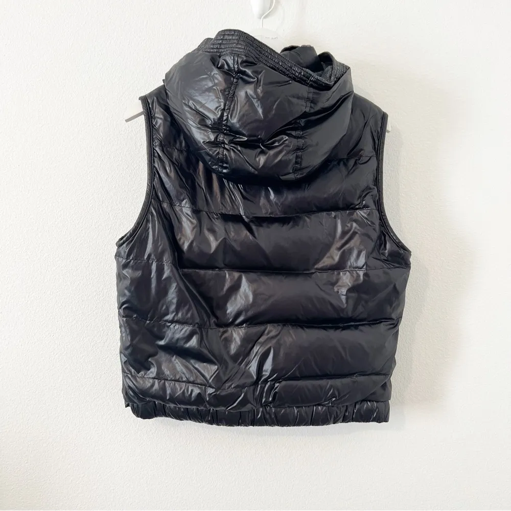 Vince Black Puffer Vest Detachable Hood Zip Button Front Size Large L - Image 6