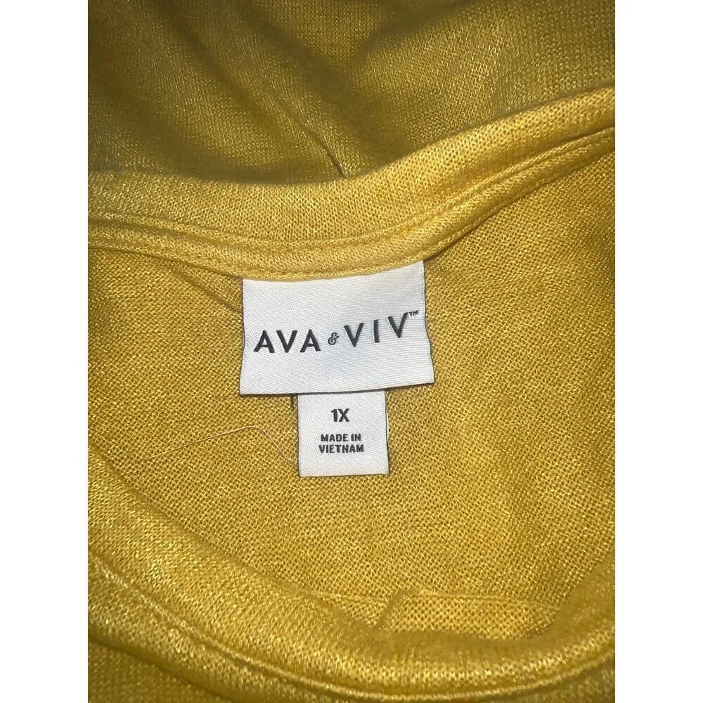 Ava &‎ Viv Yellow Cotton Blend Burnout (ish) Yellow Sleeveless Top Size 1X - Image 3