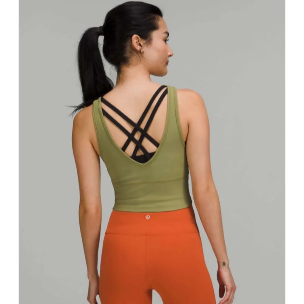 Lululemon Power Pivot Ribbed Tank Top Bronze Green Size 4 - Image 2