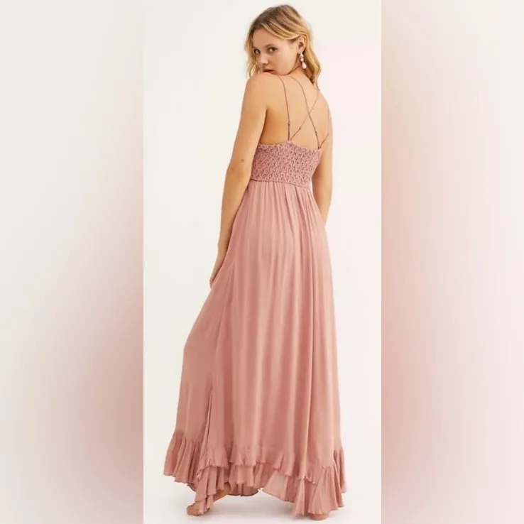 Free People Womens Rose Pink Adella Maxi Slip Lace Dress - Image 9