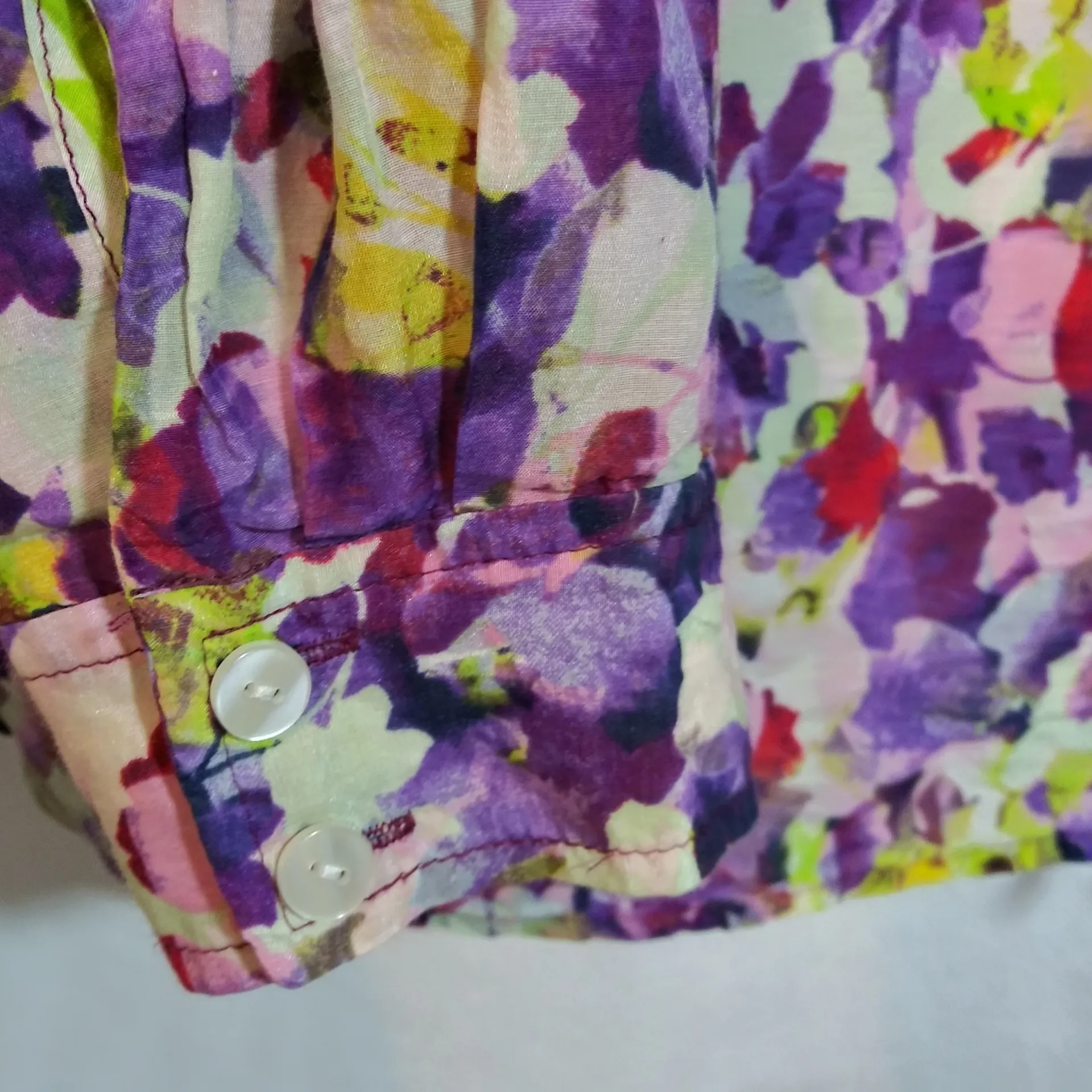 Coldwater Creek Button Front Multicolor Floral Silk Blend Blouse Top Size 1X - Image 5