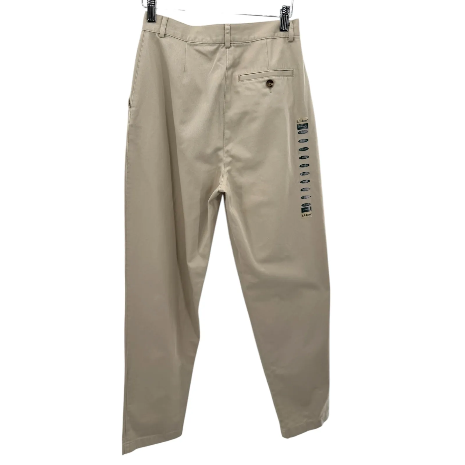 LL Bean Women's Size 4 Regular‎ Khaki Straight Leg Cotton Pants Original Fit Tan - Image 4