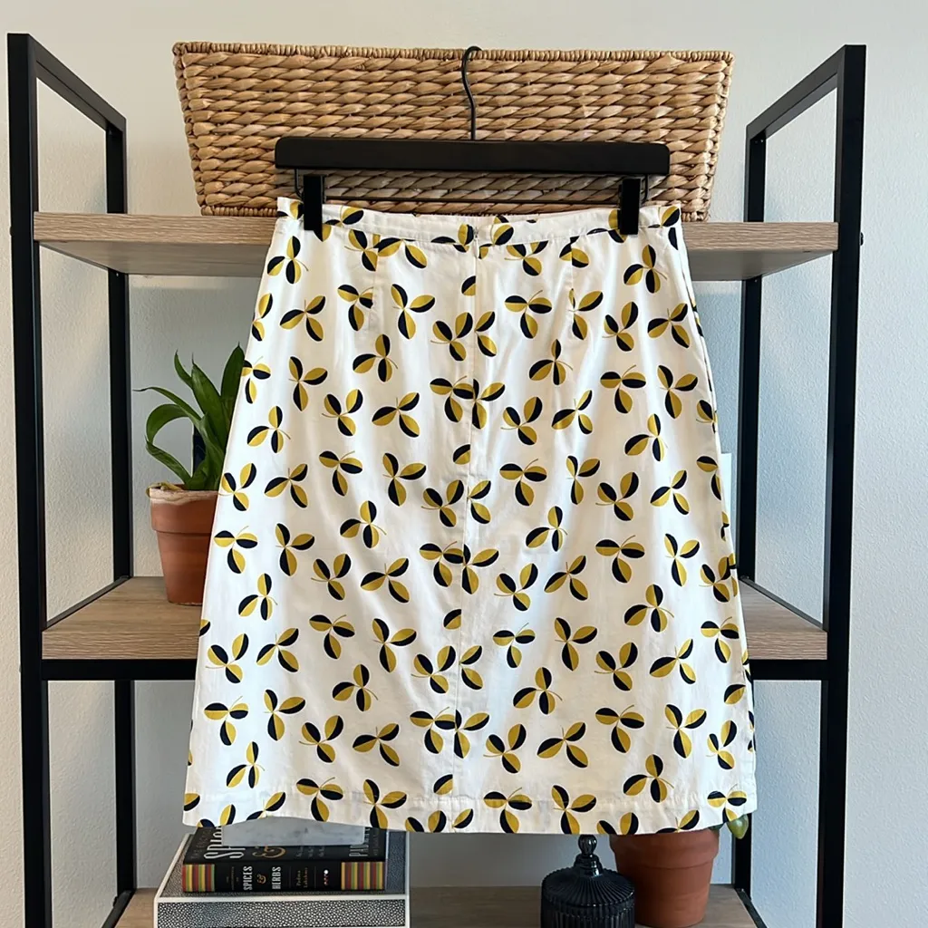 Boden 100% Cotton Woven Poplin Clover Pencil Skirt w/Pockets, 6 White - Image 3