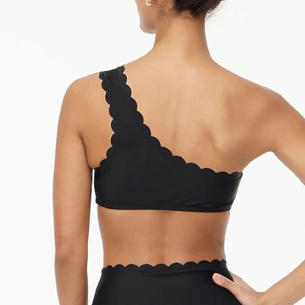 J Crew Factory Bikini Swim Top Plus Size One Shoulder Scalloped Black 3X NWT - Image 3