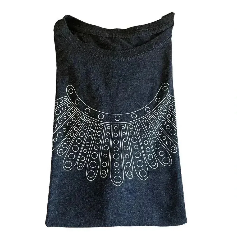 Women’s Graphic Charcoal Gray Short Sleeves Crewneck Soft Bohemian SZ M # 1345 Size M - Image 6