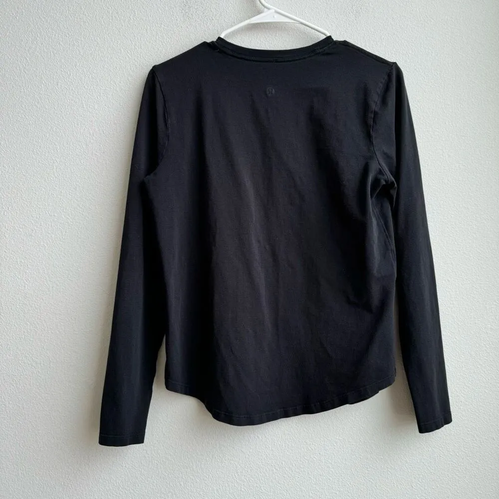Lululemon Classic Fit Cotton Blend Long Sleeve Shirt Black Small size 6? 8? - Image 3