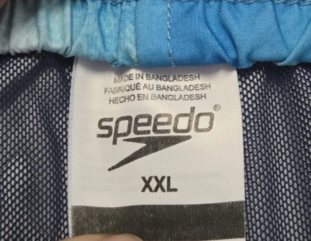 Speedo Mens Swim Trunks XXL Blue Tie Dye Pockets Mesh Liner - Image 7