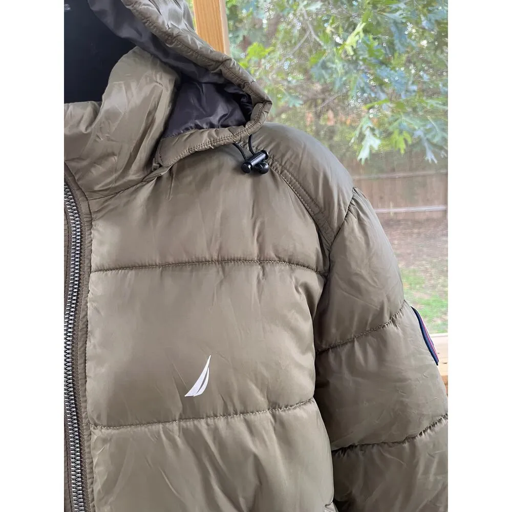 Nautica Women's Hunter Green Hooded Puffer Coat Size L. - Image 6