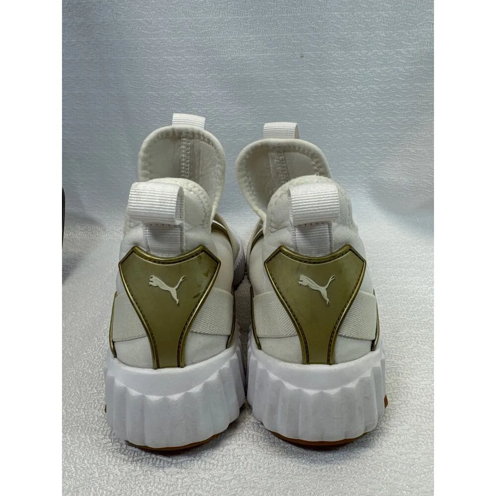 PUMA Defy Mid womens Cross Trainer White Gold  Pull-on Sneakers women sz 7 - Image 4