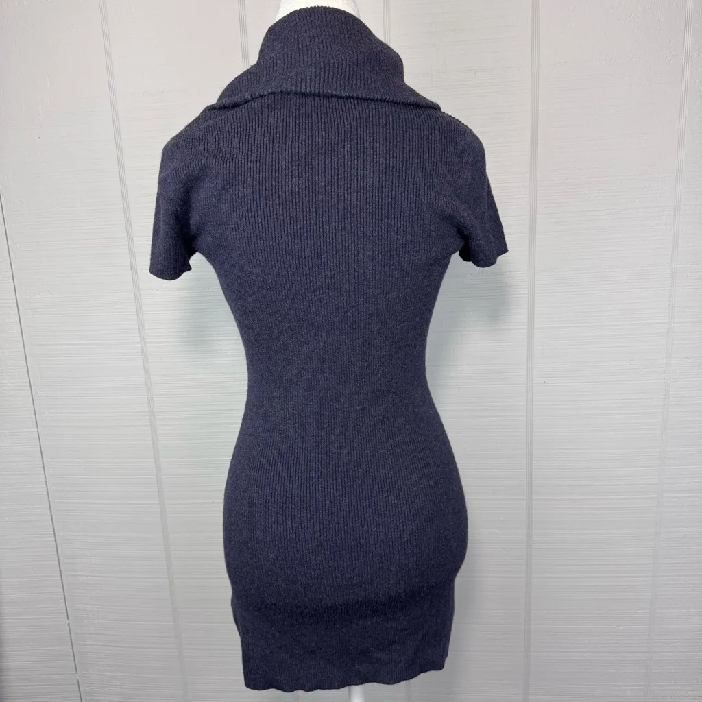 INC International Concepts Cowl Neck Ribbed Sweater Dress Silver Studded Pockets - Image 4